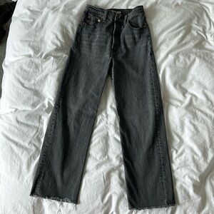 Levis ribcage cropped grey denim